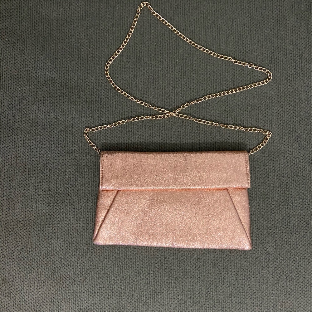 NWOT MMS Rose Gold Shiny Foiled Crossbody Purse